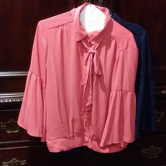 3 Ladies Blouses with Tie - Picture 4 of 4
